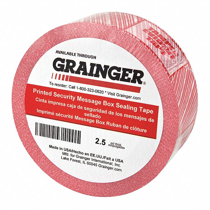 GRAINGER APPROVED Tamper Evident Tape, Message Tamper Evident Tape
