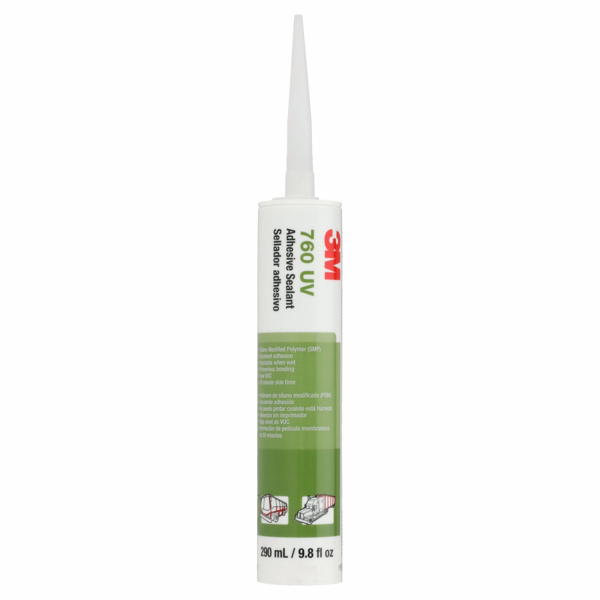 Polymer Adhesive Sealant: 760 UV, White, 10 oz Container Size, Cartridge