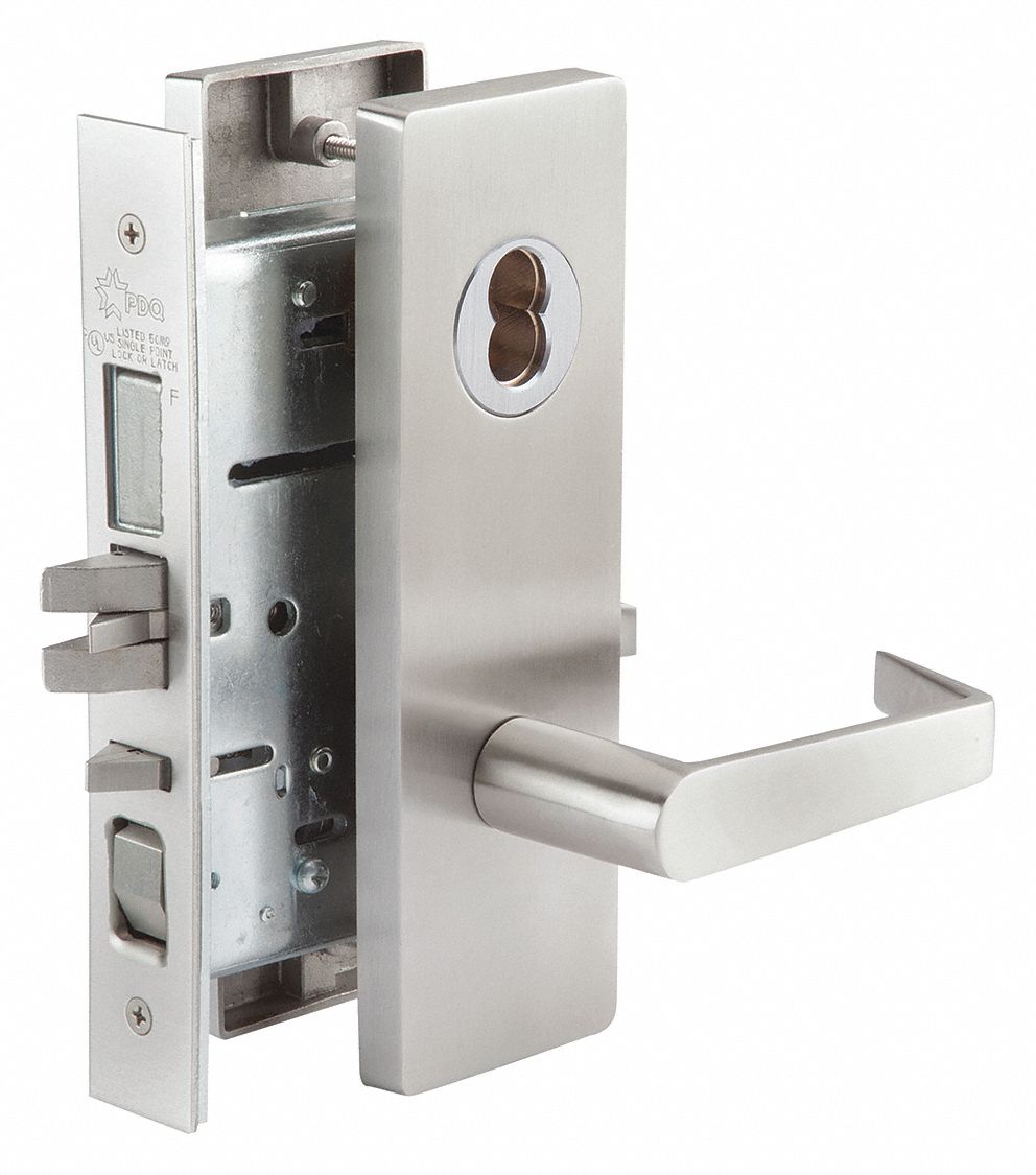 Door Lockset: Office Lever Locksets, Stainless Steel, ADA Compliant