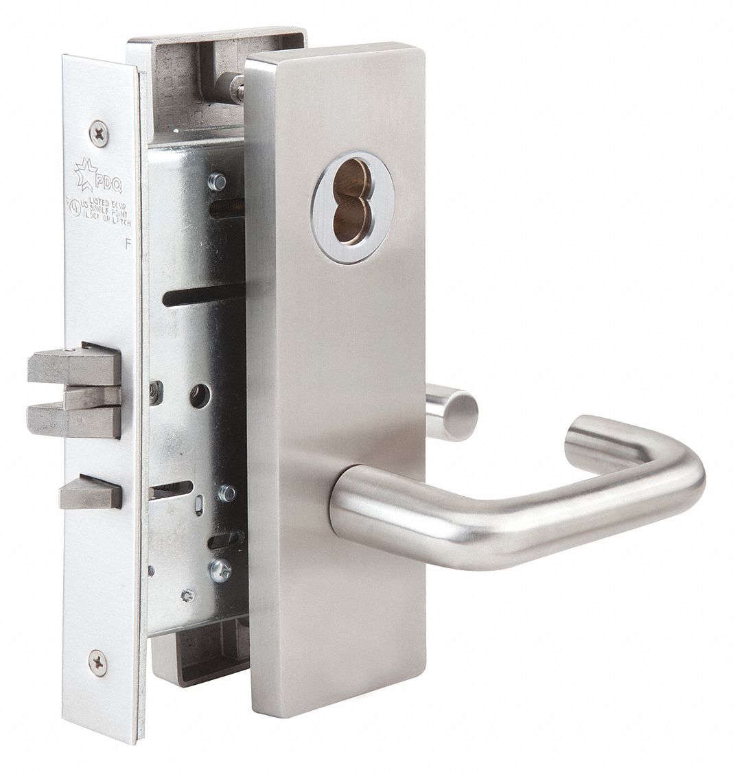 Door Lockset: Passage Lever Locksets, Stainless Steel, ADA Compliant