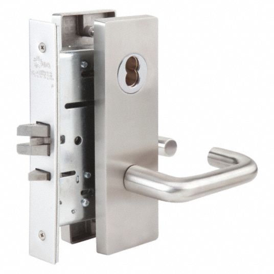 ABILITY ONE Mortise Lockset, Mechanical, Not Keyed, Satin Stainless