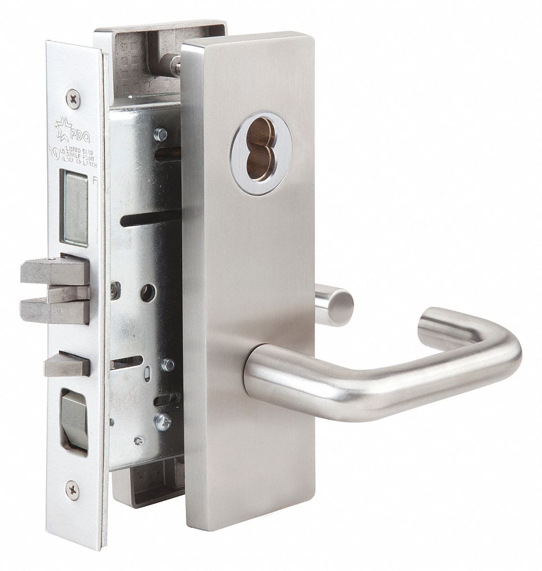 Door Lockset: Office Lever Locksets, Stainless Steel, ADA Compliant