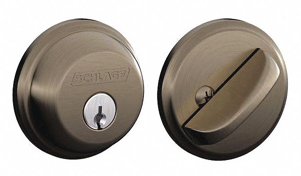 SCHLAGE, Cylindrical, 1 3/8 in Door Thick - Max, Deadbolt Lock - 49Z984 ...