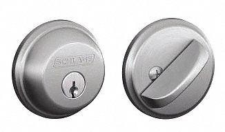 Deadbolt Lock: Cylindrical, 1 3/8 in Door Thick - Max, Chrome