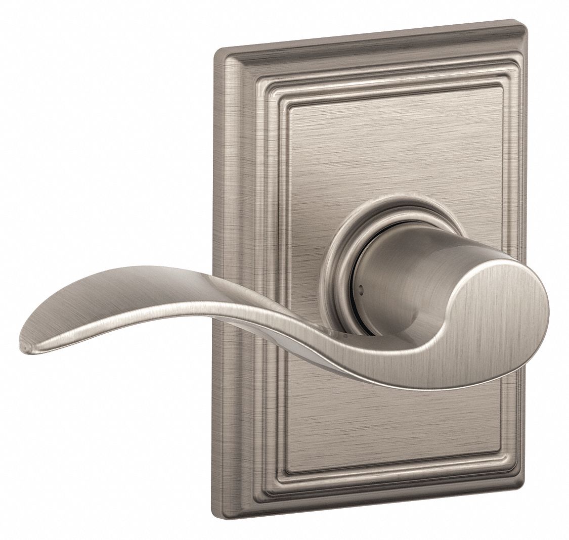 Door Lockset: Passage Lever Locksets, Nickel, ADA Compliant