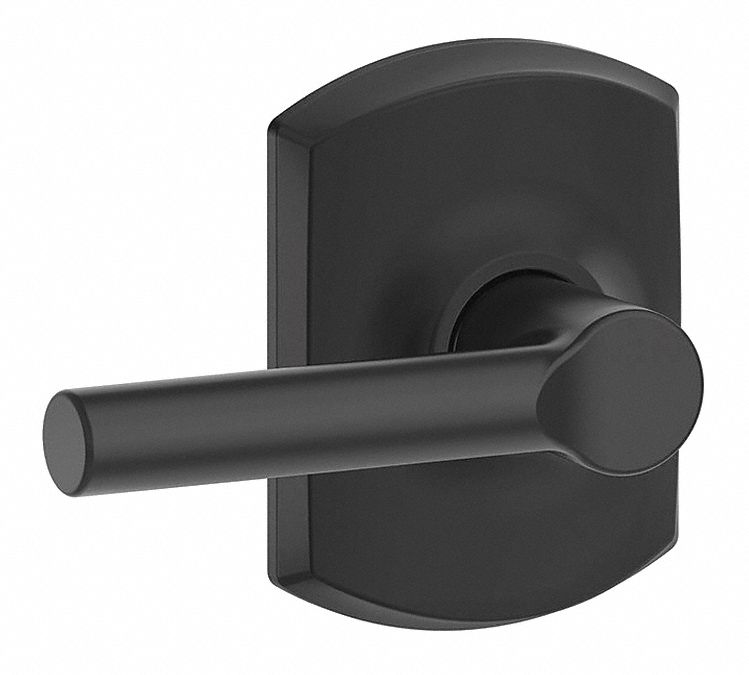 Door Lockset: Passage Lever Locksets, Black, ADA Compliant
