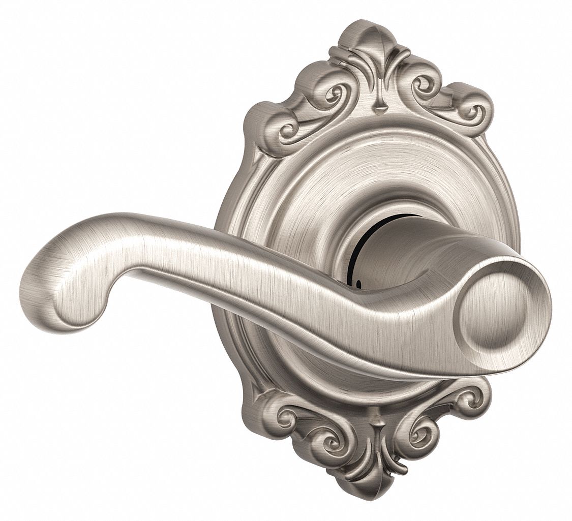 Door Lockset: Passage Lever Locksets, Nickel, ADA Compliant