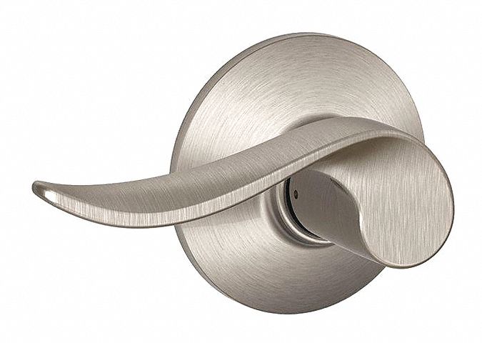 Door Lockset: Passage Lever Locksets, Nickel, ADA Compliant