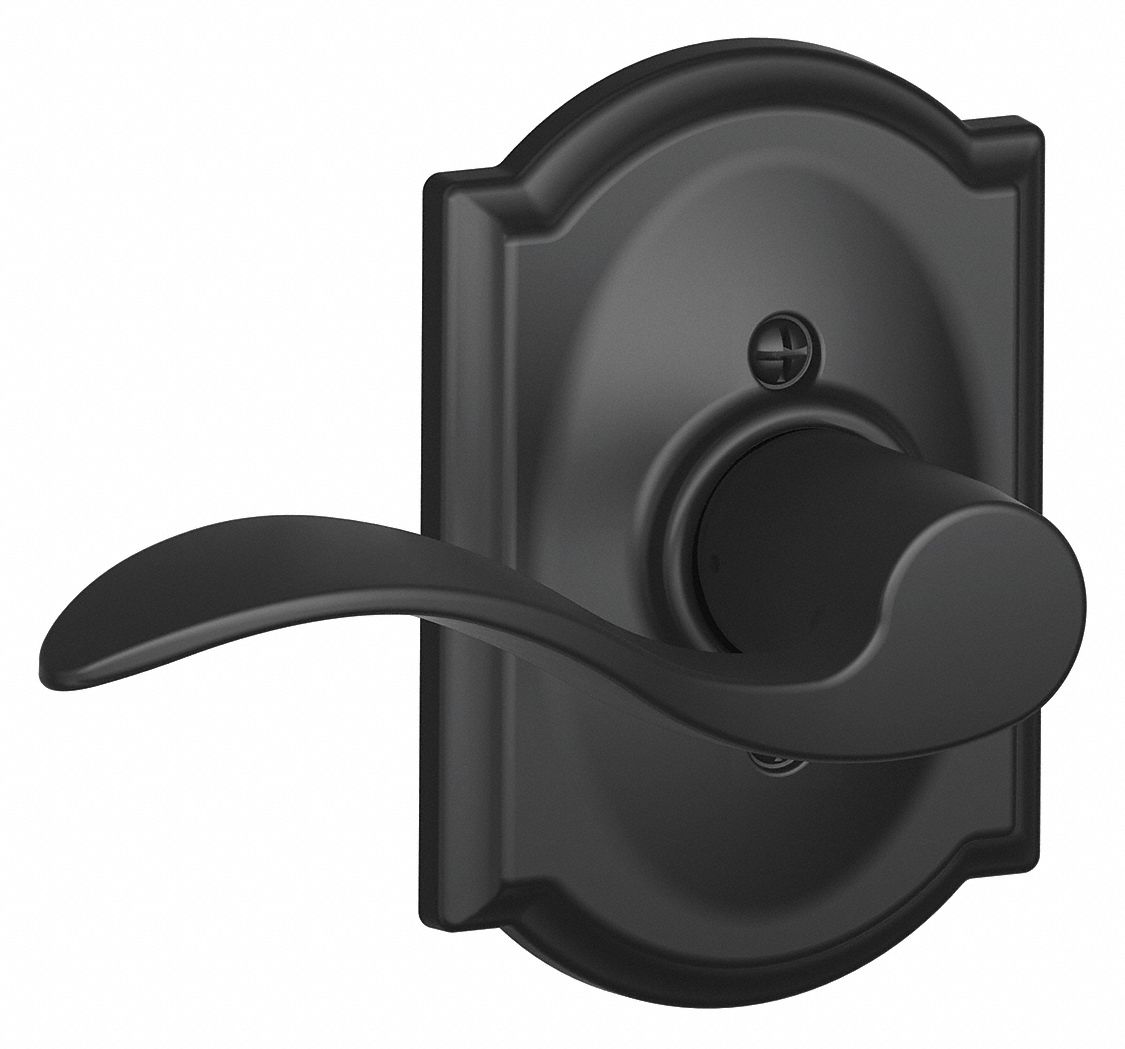 Door Lockset: Dummy Lever Locksets, Black, ADA Compliant