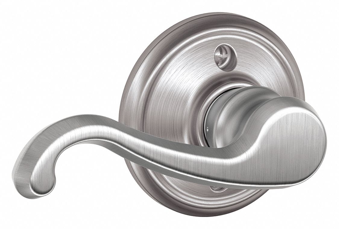 SCHLAGE Door Lever Lockset, Mechanical, Light Duty, Not Keyed, Satin