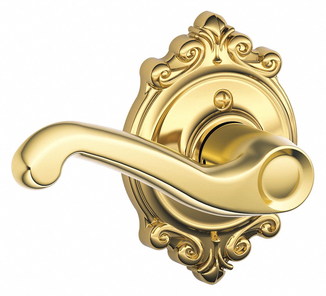 Door Lockset: Dummy Lever Locksets, Brass, ADA Compliant