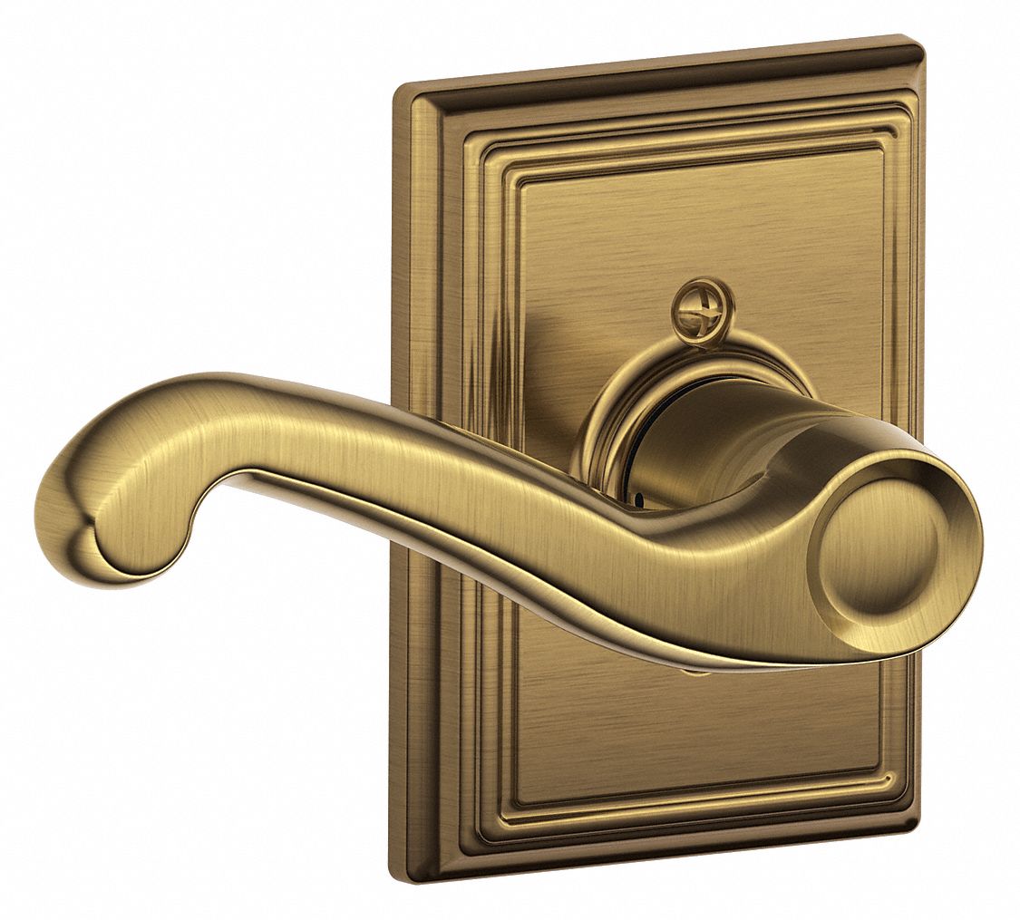 Door Lockset: Dummy Lever Locksets, Brass, ADA Compliant