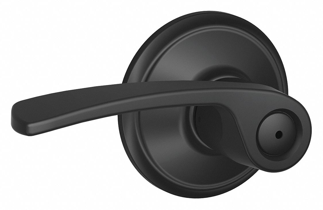 Door Lockset: Privacy Lever Locksets, Black, ADA Compliant