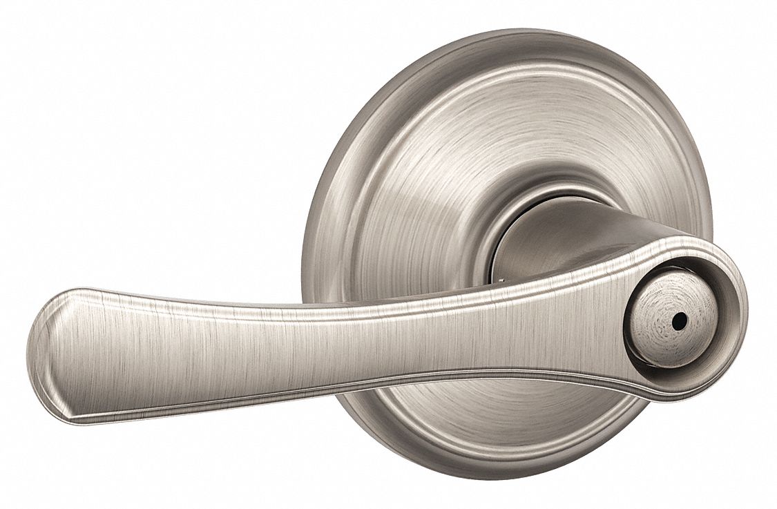 Door Lockset: Privacy Lever Locksets, Nickel, ADA Compliant