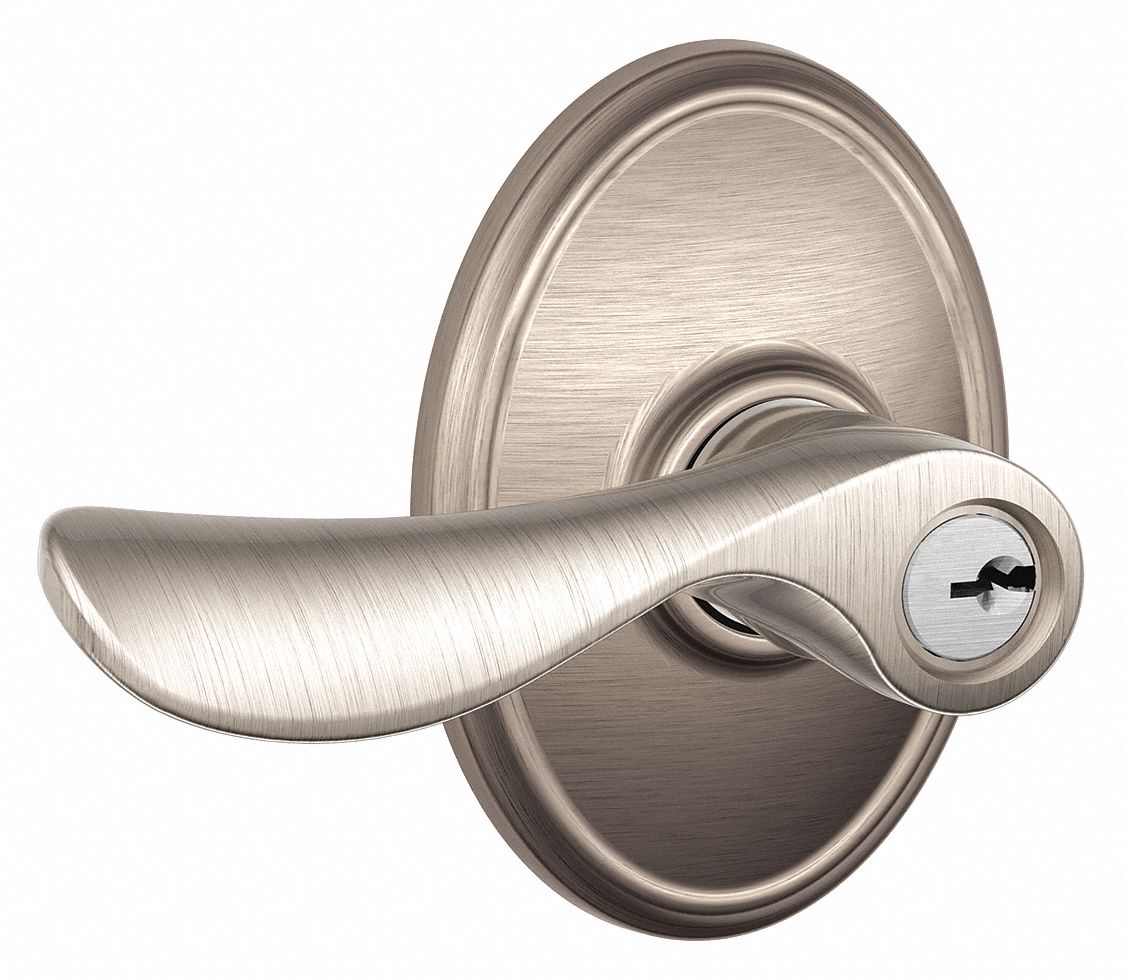 SCHLAGE Door Lever Lockset 2, F Champagne/Wakefield, Satin Nickel