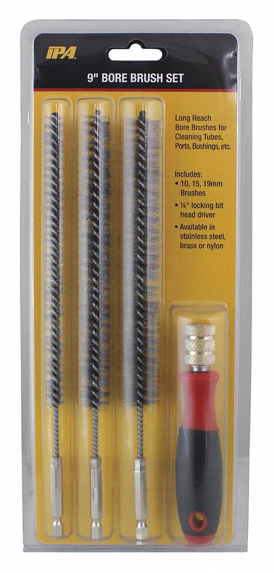 INNOVATIVE PRODUCTS OF AMERICA, Stainless Steel Bristle, Bore Brush Set