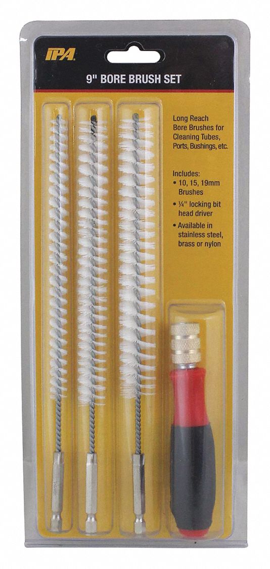 INNOVATIVE PRODUCTS OF AMERICA Bore Brush Set, Steel, 4 pcs. 49ZT69