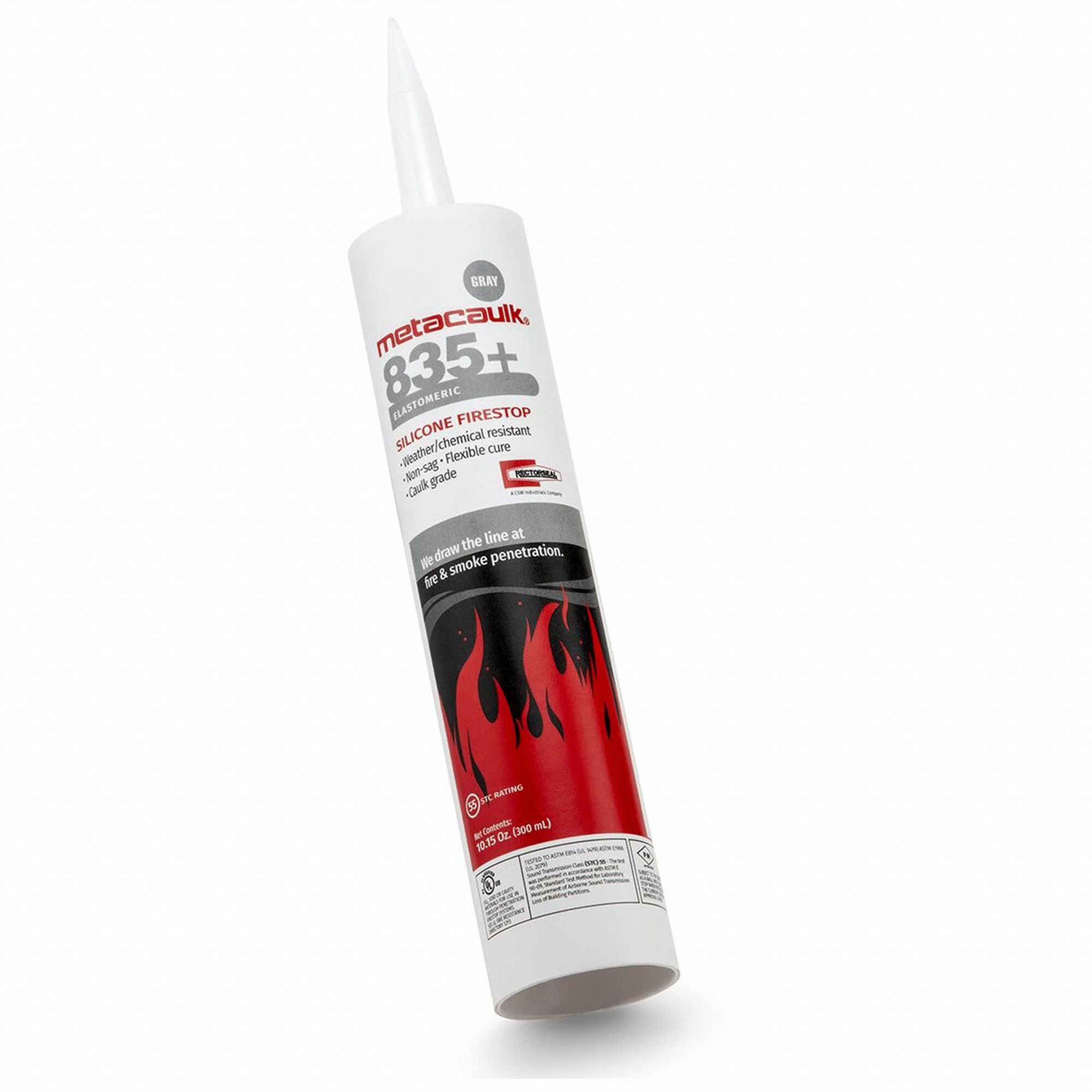 Fire Barrier Sealant: Gray, Tube, 10.6 oz Size, Up to 4 hr, Gen Purpose/Metal Pipe/Plastic Pipe
