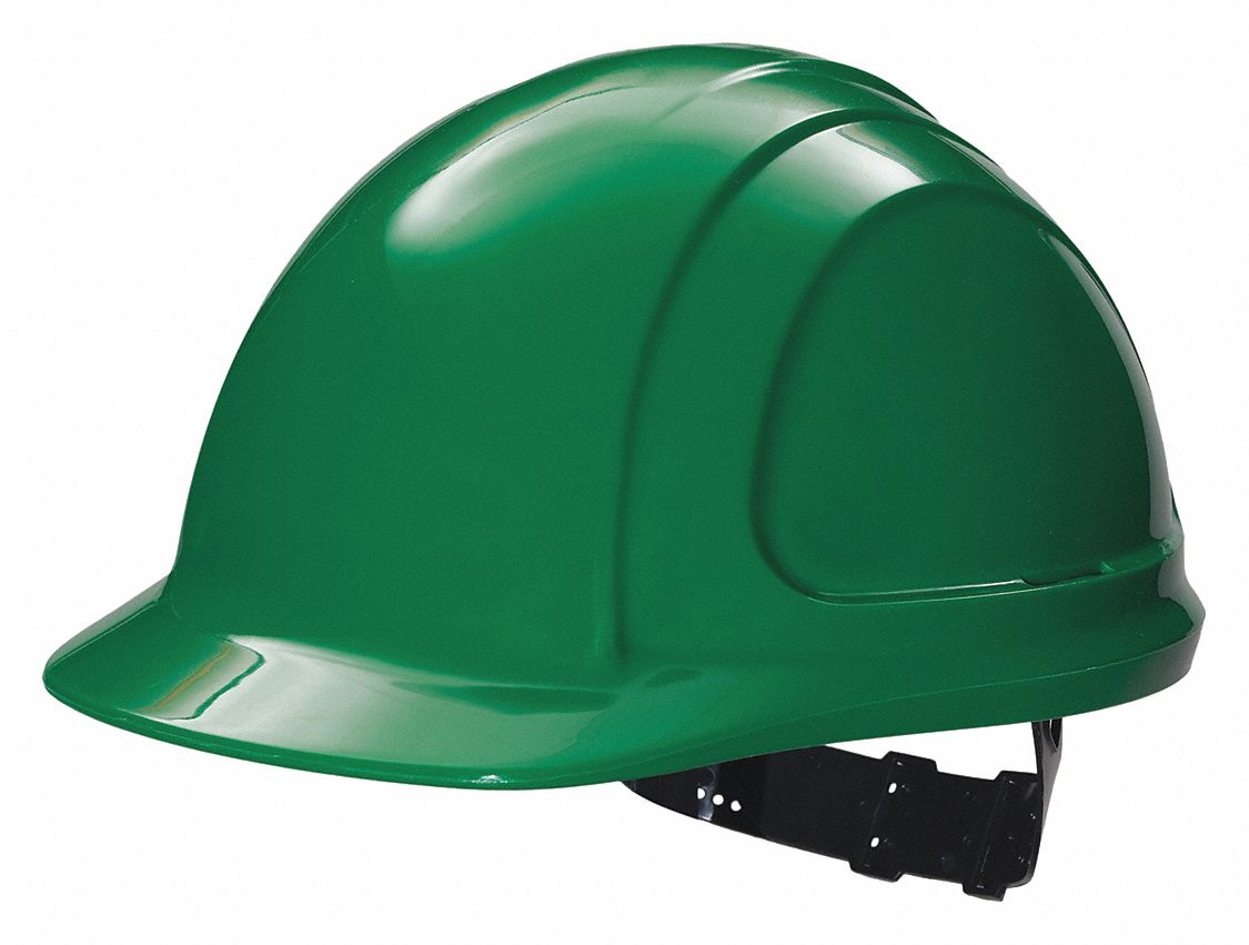 Hard Hat: Green, No Graphics, Pinlock, Polyethylene, Side-Slots, NORTH, Solid, North Zone