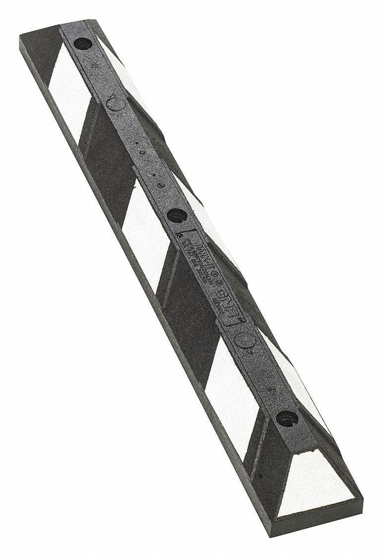 CAR STOP, RUBBER, 4 FT X 6 IN X 4 IN, BLACK/WHITE, FOR ASPHALT/CONCRETE