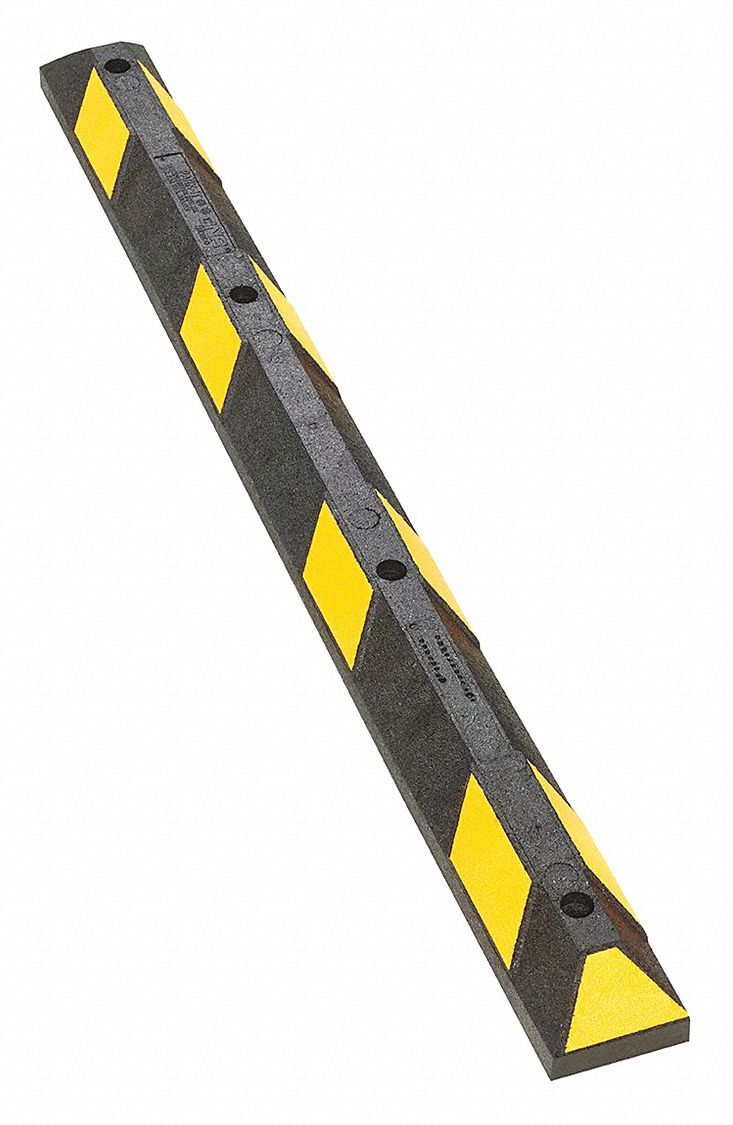 GRAINGER APPROVED Car Stop, Rubber, 6 ft x 4 in x 6 in, Black/Yellow
