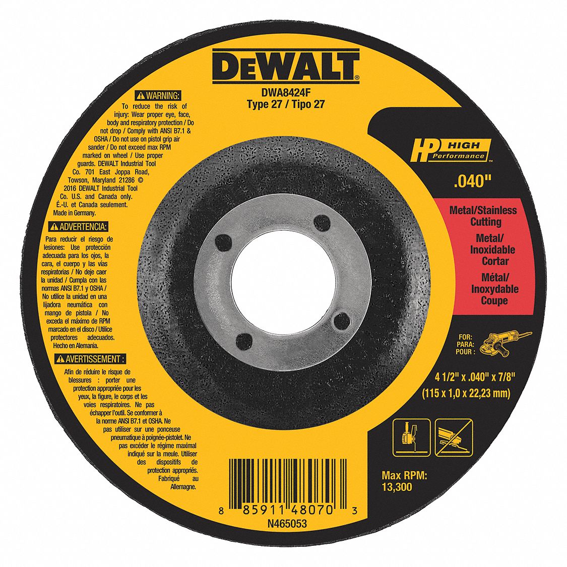 type 27 cutting wheel