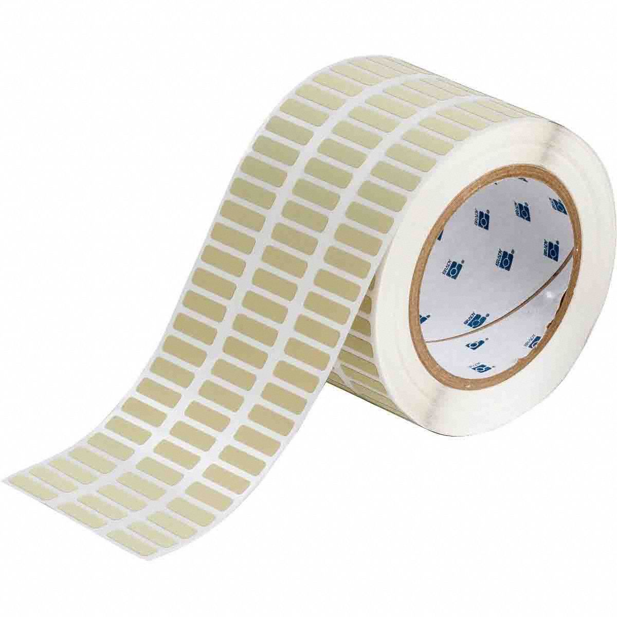 Pre-Cut Label Stock Roll: 1/4 in x 29/32 in, 1/4 in, Polyimide, Permanent Adhesive, Yellow (Matte)