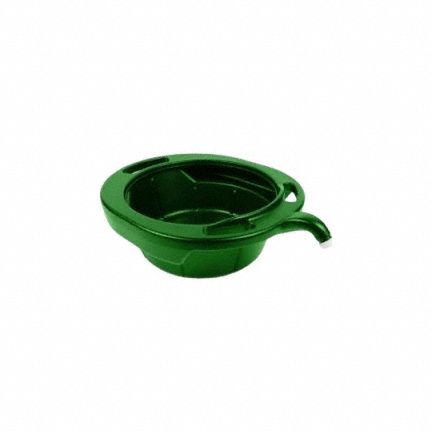 Drain Pan: Polyethylene, 4 gal Capacity, 17 3/4 in Overall Dia, 5 1/2 in Overall Ht, Green