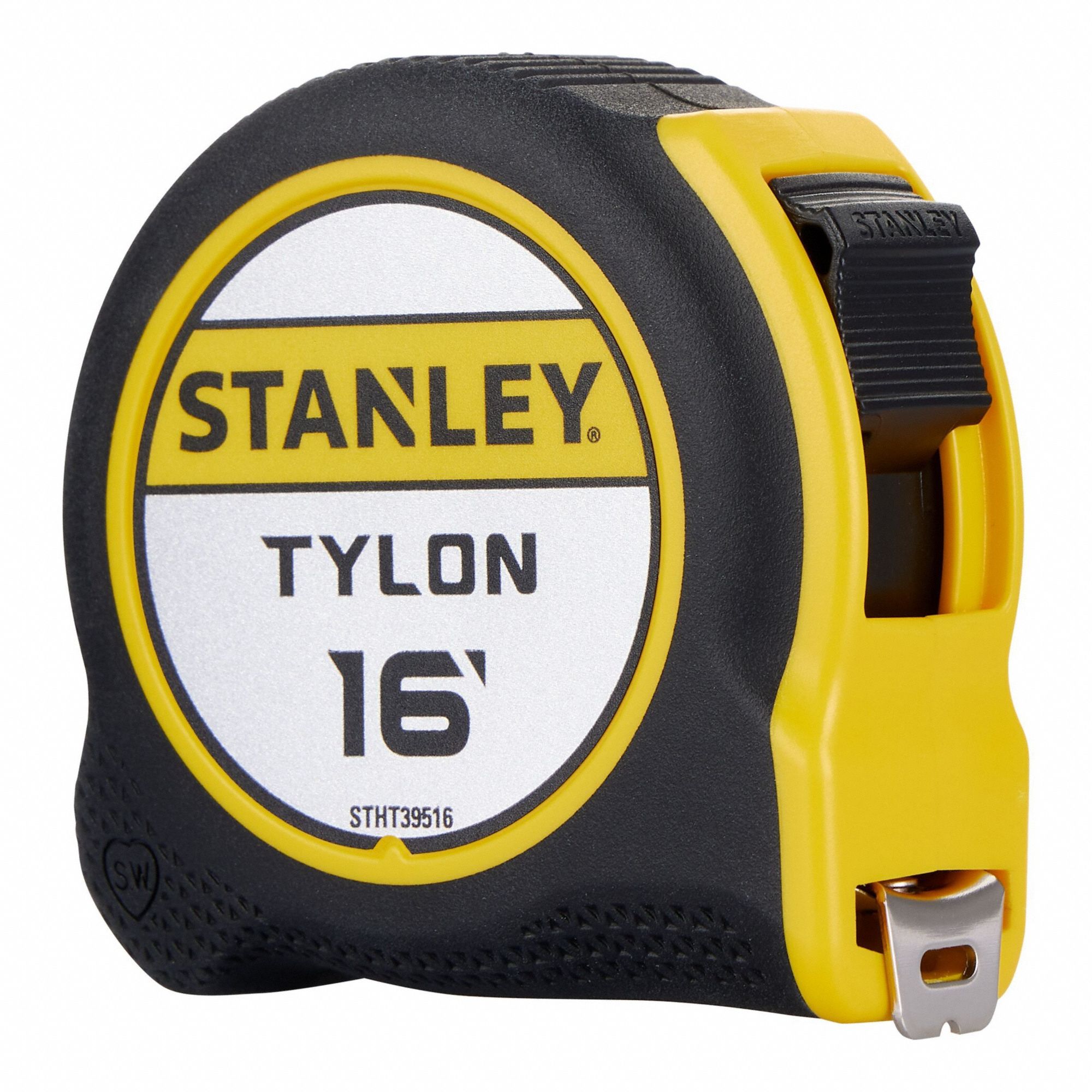 Tape Measure: Nonmagnetic Single Hook Tip, 16 ft / 4.87 m, Plastic with Rubberized Grip