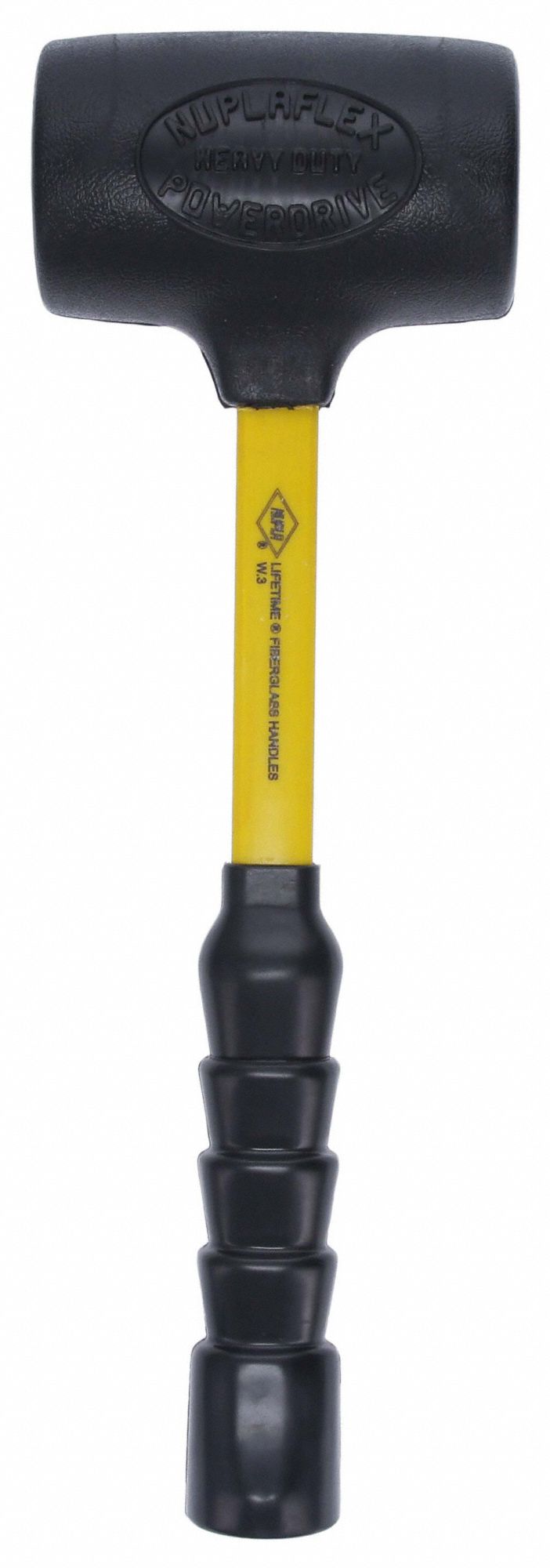 DEAD BLOW HAMMER, FIBREGLASS HANDLE, 4 LB HEAD WT, 2¾ IN HAMMER FACE DIA, 15 IN OVERALL L