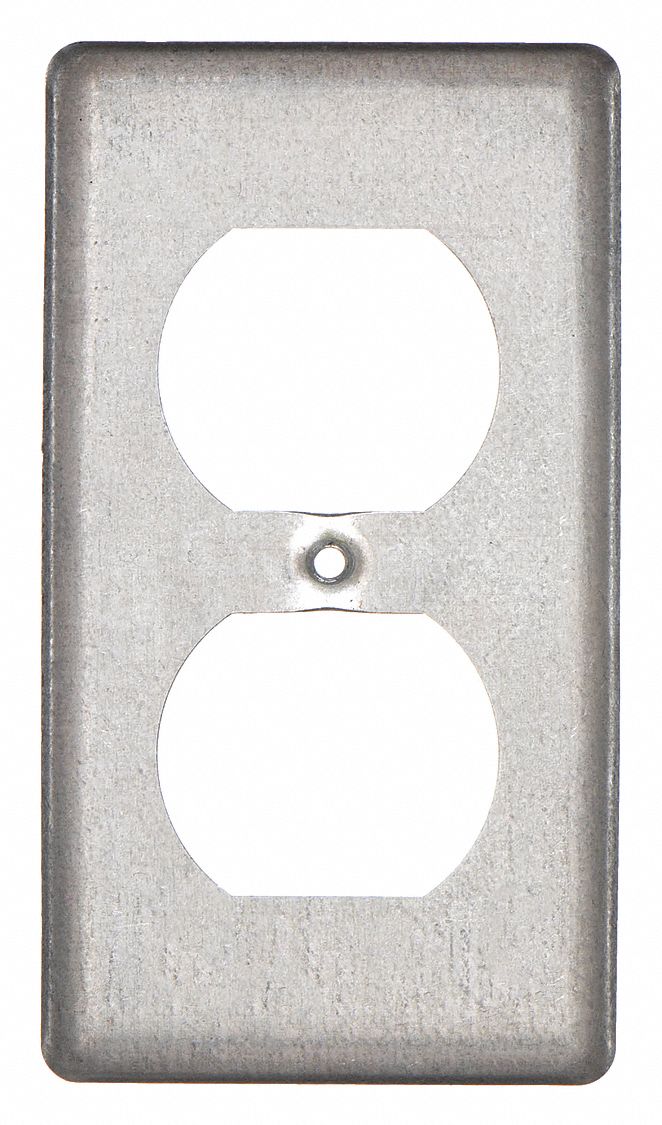 ELECTRICAL BOX COVER, 1 GANG, GALVANIZED ZINC, 2 5/16 IN OVERALL W, 4 3/16 IN OVERALL DP