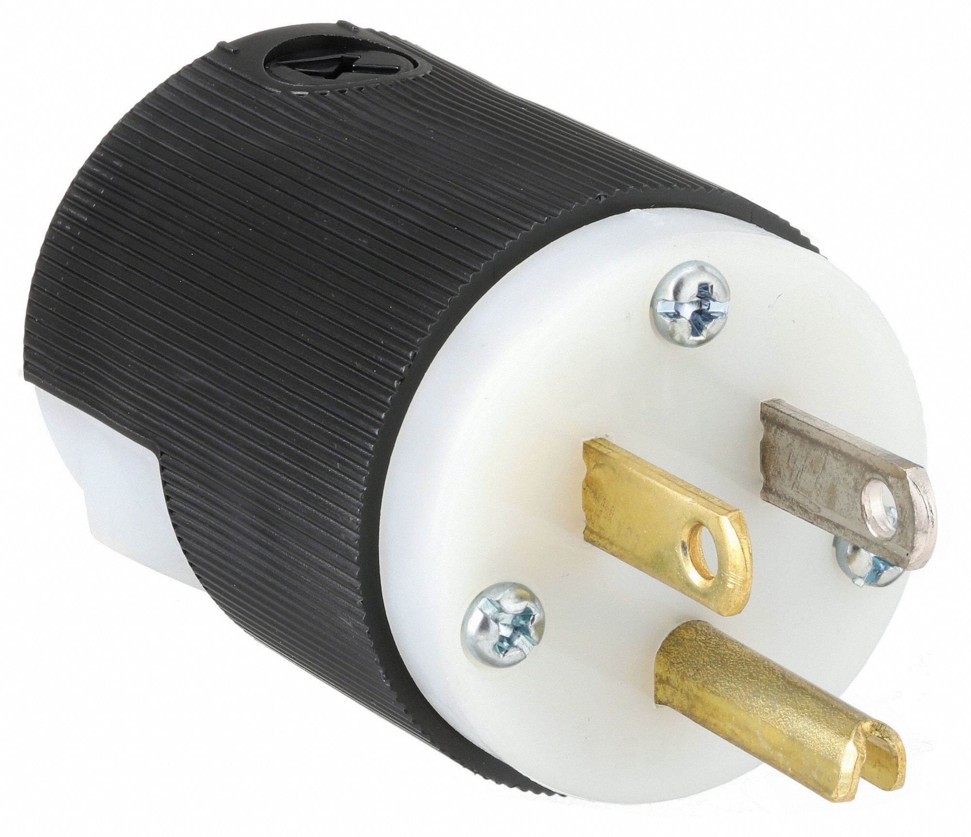 STRAIGHT BLADE PLUG, 5-15P, 15 A, 125V AC, BLACK/WHITE, 2 POLES, SCREW TERMINALS, 5-15