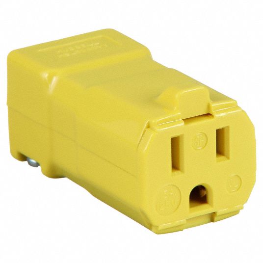 Straight Blade Connector: 5-15R, 15 A, 125V AC, 2 Poles, Yellow, Screw  Terminals