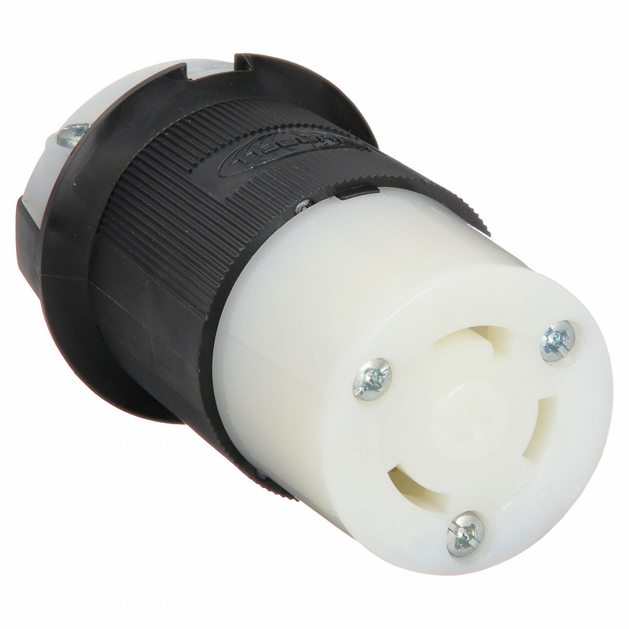 LOCKING CONNECTOR, L5-30R, 30 A, 125V AC, 2 POLES, BLACK/WHITE, SCREW TERMINALS, L5-30