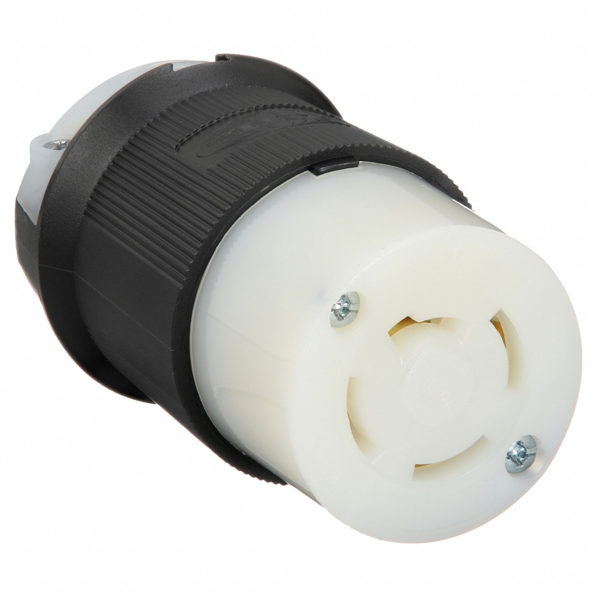 LOCKING CONNECTOR, L15-20R, 20 A, 250V AC, 3 POLES, BLACK/WHITE, SCREW TERMINALS, L15-20