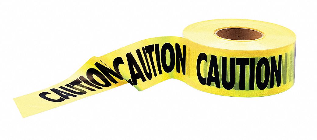 APPROVED VENDOR BARRICADE TAPE,YELLOW/BLACK,1000FT X 3 - Barrier, Flagging  and Underground Tapes - GGS4A416