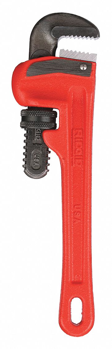 HEAVY-DUTY PIPE WRENCH, CAST IRON, 1 IN JAW CAPACITY, SERRATED, 8 IN OVERALL L, I-BEAM