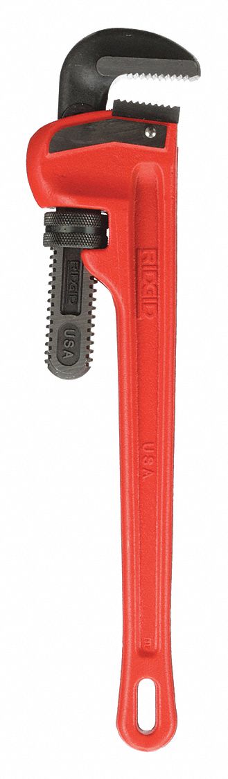 RIDGID, Cast Iron, 2 1/2 in Jaw Capacity, Heavy-Duty Pipe Wrench