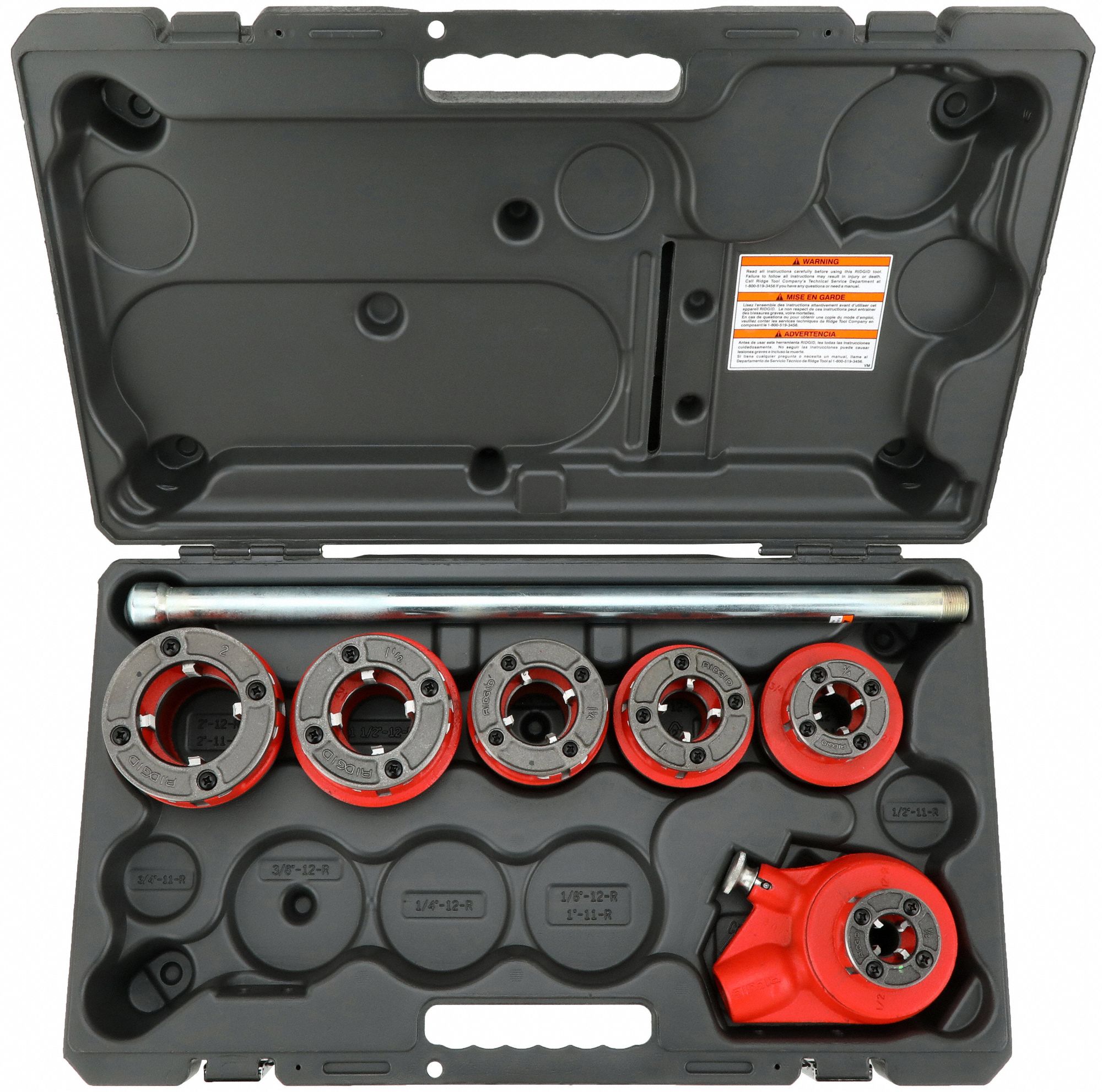 RIDGID, Pipe Threading, 6 Die Heads, Manual Ratchet Pipe Threader