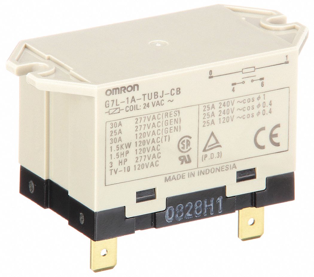 ENCLOSED POWER RELAY, SURFACE (TOP FLANGE) MOUNTED, 30 A CURRENT RATING, 24V AC, SPST-NO