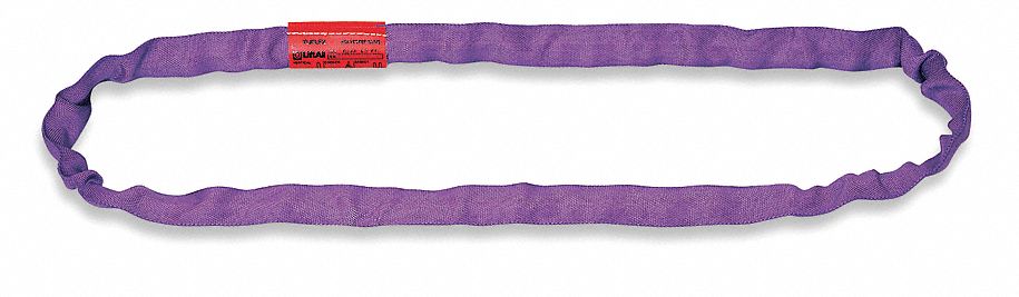 Eye and Eye Round Sling 7/16 Diameter Color Code: Purple Nylon/Polyester 4 ft 