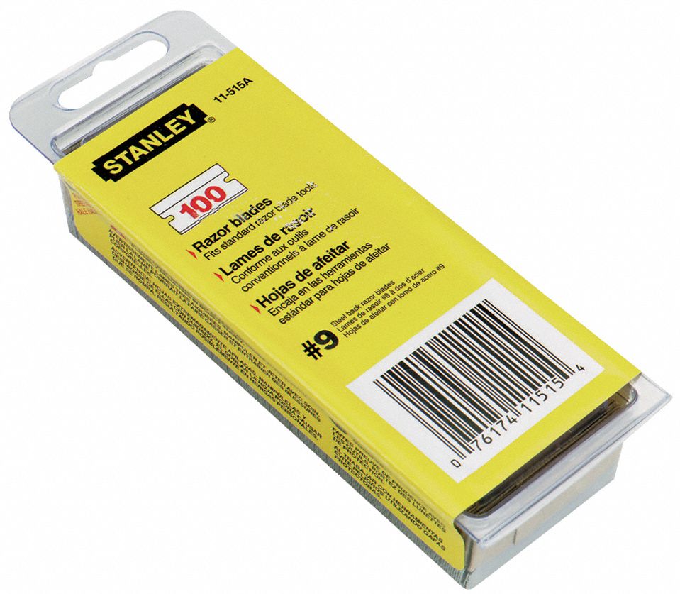 STANLEY Razor Blade 1 1/2 in Blade Lg, 11/16 in Blade Wd, 0.015625 in
