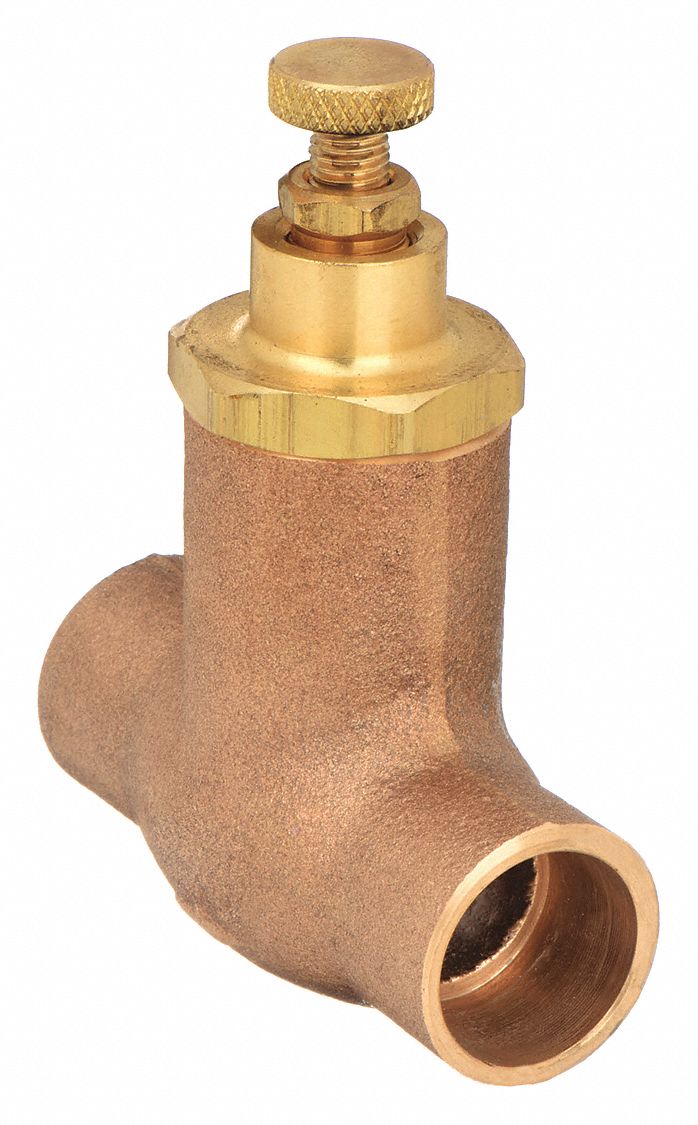 Flow Check Valve: For Water Media, Bronze, 3/4 in Pipe Size, 3/4 in Sweat, Sweat, 3/4 in Sweat