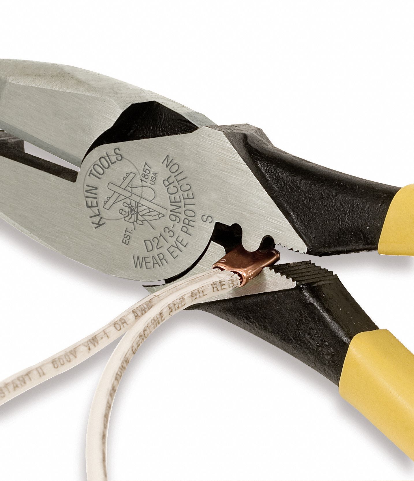 KLEIN TOOLS Linemans Pliers, Jaw Length 1 19/32 in, Jaw Width 1 1/4