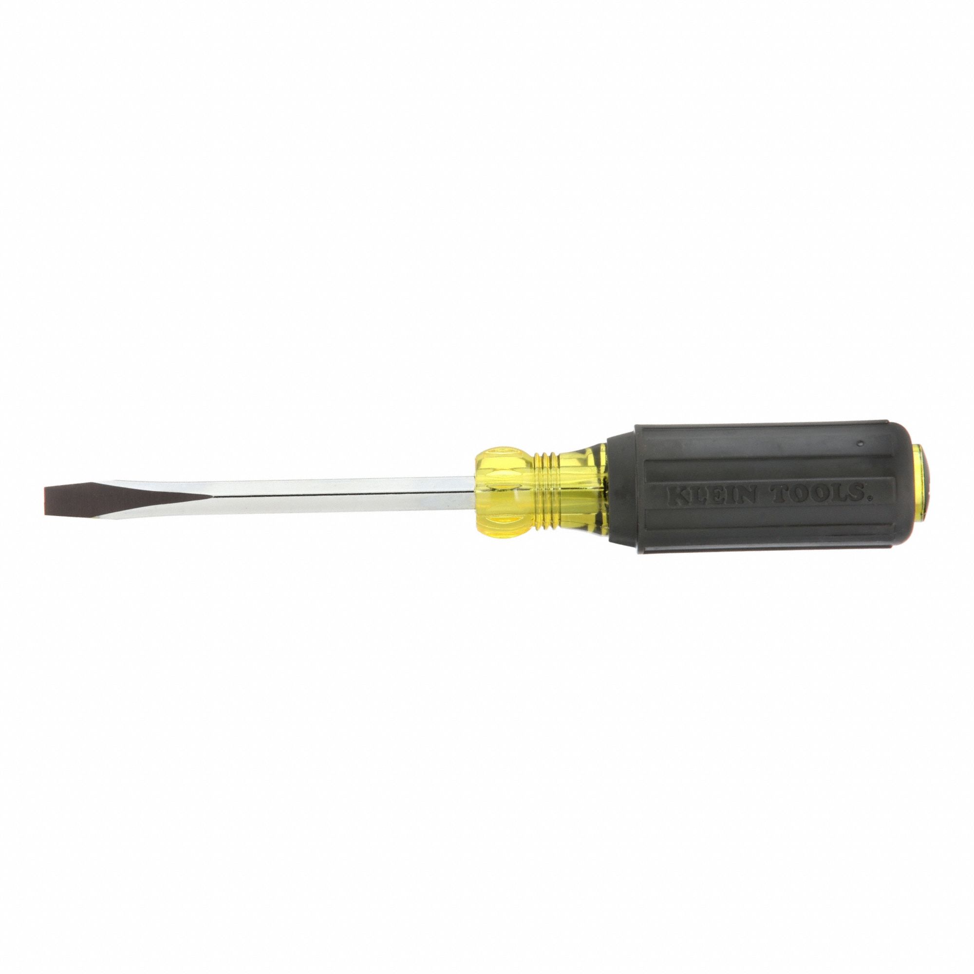 General Purpose Slotted Screwdriver: Steel, 1/4 in Tip Size, Long Lg, 4 in Shank Lg