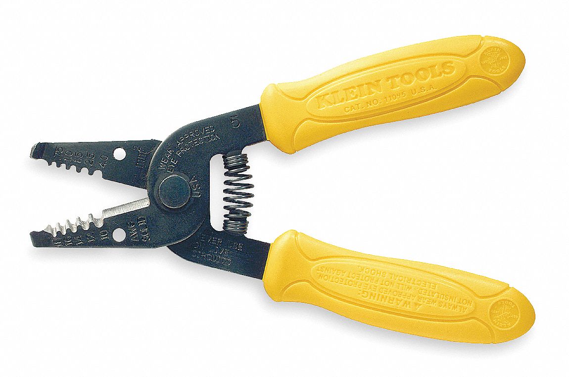 Wire Stripper: 30 AWG to 22 AWG, 6 1/4 in Overall Lg, Std Cushion Grip, 6 - 8 in, 11047