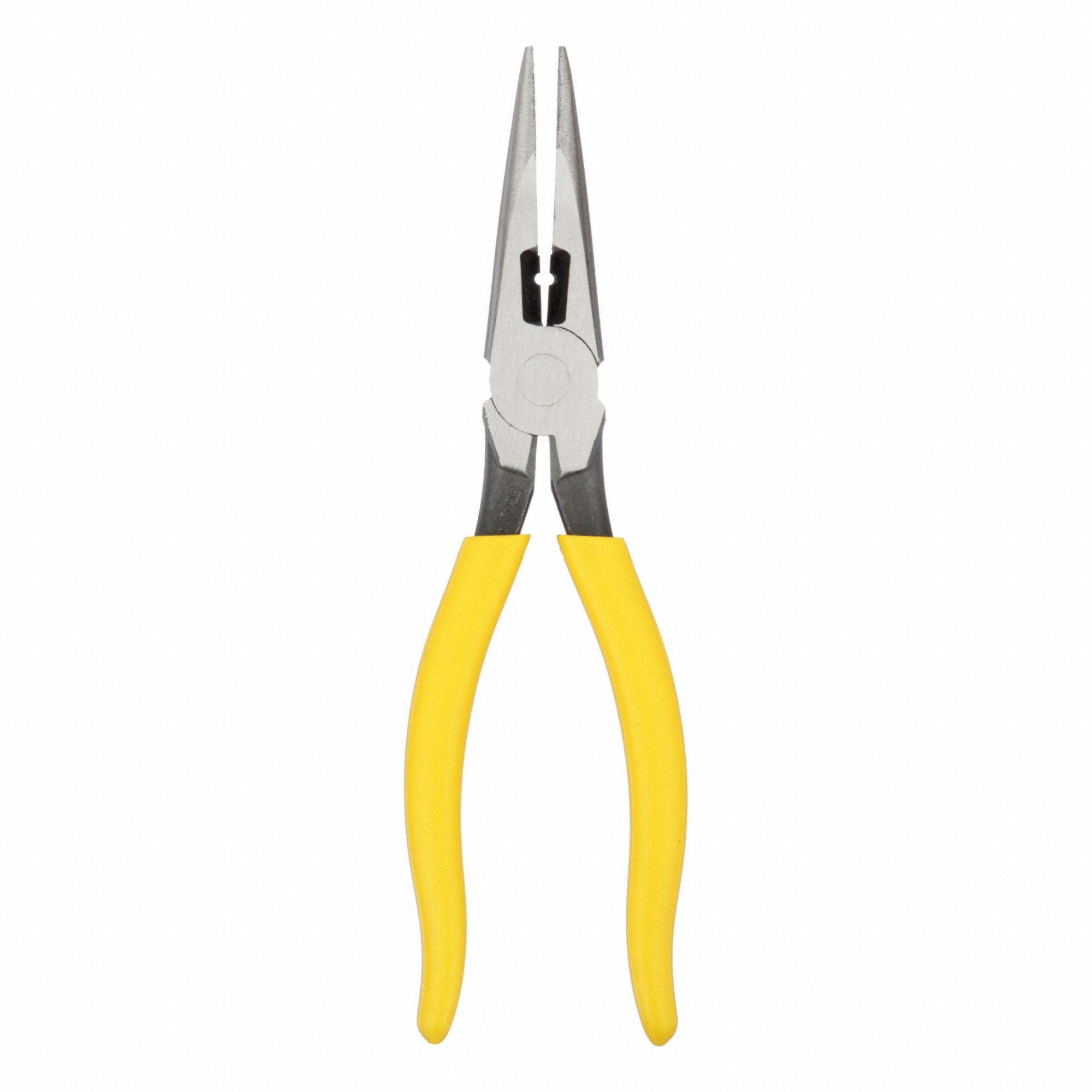 Needle Nose Plier: 1 1/4 in Max Jaw Opening, 8 1/2 in Overall Lg, 2 3/8 in Jaw Lg, 1/8 in Tip Wd