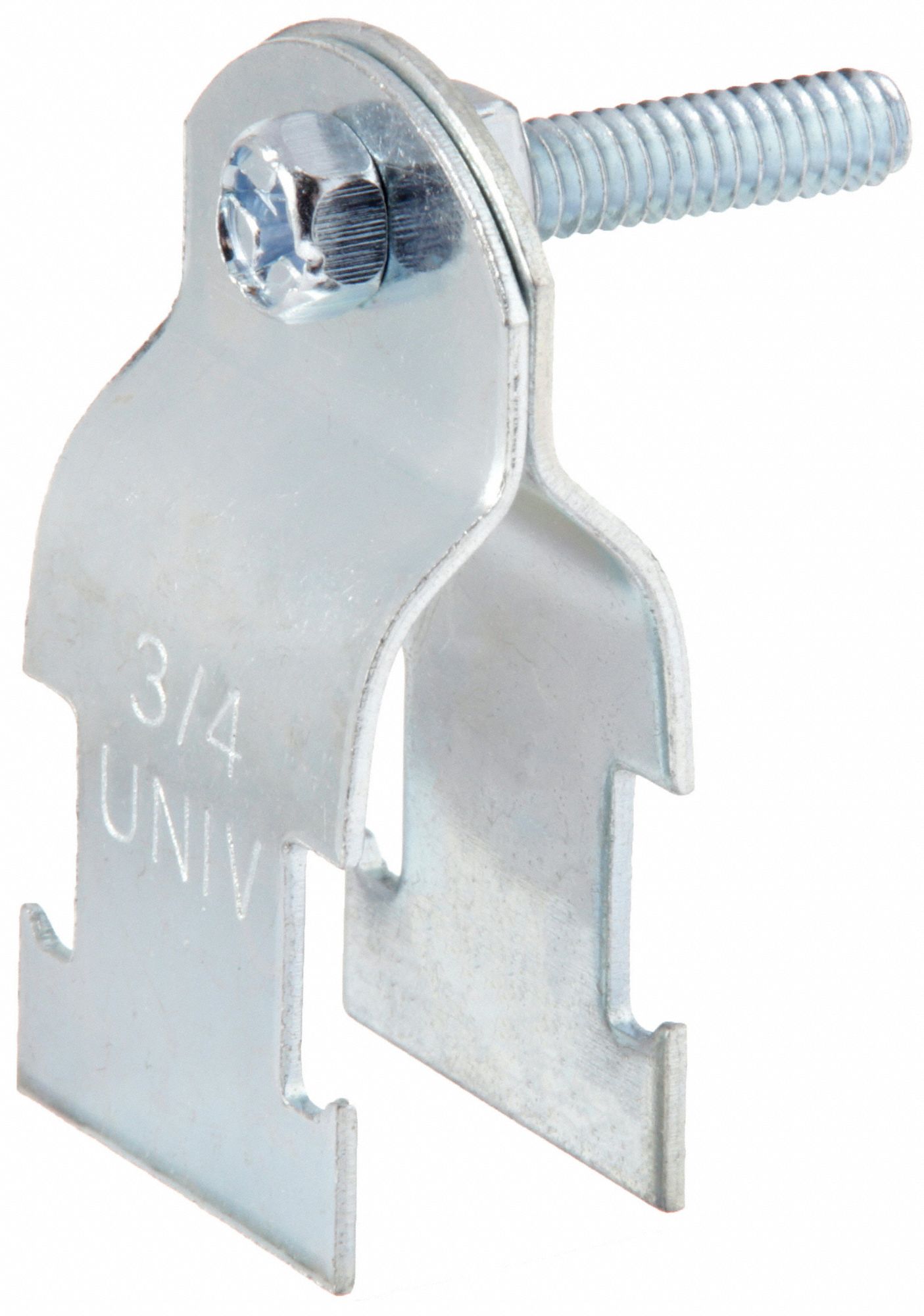 CONDUIT STRAP CLAMP, STEEL, ELECTROPLATED, ¾ IN CONDUIT TRADE SIZE, CHANNEL UNIVERSAL PIPE STRAP