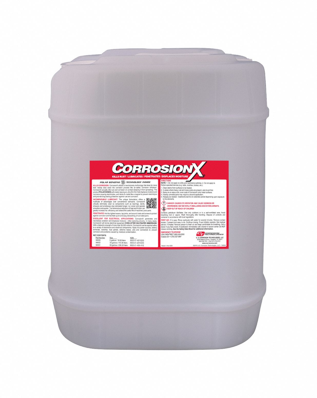 Corrosion Inhibitor: Wet Lubricant Film, Medium, Medium, 5 gal Container Size, 200°F Max. Op Temp.