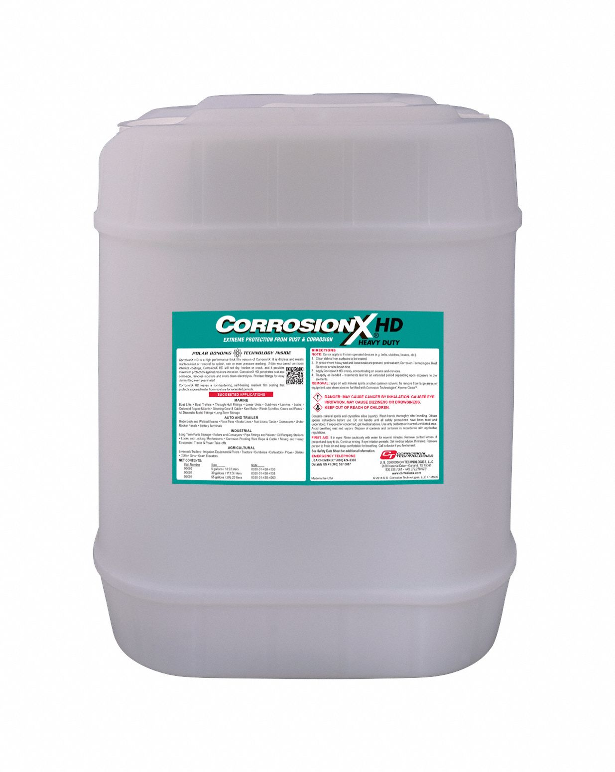Corrosion Inhibitor: Wet Lubricant Film, Medium, Medium, 5 gal Container Size, 200°F Max. Op Temp.